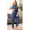 image:imagePrinStory Womens Pajama Sets Raglan Short Sleeve Pjs 2 Piece Lounge Set  Soft Pj Sets with Pockets Lightweight SleepwearCrew Neck Loungewear with Binding Elastic Ankle Cuffs Pj PantsGray Blue