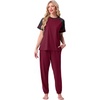 image:imagePrinStory Womens Pajama Sets Raglan Short Sleeve Pjs 2 Piece Lounge Set  Soft Pj Sets with Pockets Lightweight SleepwearCrew Neck Loungewear with Binding Elastic Ankle Cuffs Pj PantsWine Red