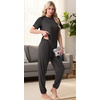 image:imagePrinStory Womens Pajama Sets Raglan Short Sleeve Pjs 2 Piece Lounge Set  Soft Pj Sets with Pockets Lightweight SleepwearCrew Neck Loungewear with Binding Elastic Ankle Cuffs Pj PantsDark Gray