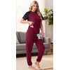 image:imagePrinStory Womens Pajama Sets Raglan Short Sleeve Pjs 2 Piece Lounge Set  Soft Pj Sets with Pockets Lightweight SleepwearCrew Neck Loungewear with Binding Elastic Ankle Cuffs Pj PantsWine Red