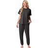 image:imagePrinStory Womens Pajama Sets Raglan Short Sleeve Pjs 2 Piece Lounge Set  Soft Pj Sets with Pockets Lightweight SleepwearCrew Neck Loungewear with Binding Elastic Ankle Cuffs Pj PantsDark Gray