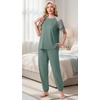 image:imagePrinStory Womens Pajama Sets Raglan Short Sleeve Pjs 2 Piece Lounge Set  Soft Pj Sets with Pockets Lightweight SleepwearCrew Neck Loungewear with Binding Elastic Ankle Cuffs Pj PantsHaze Blue