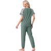 image:imagePrinStory Womens Pajama Sets Raglan Short Sleeve Pjs 2 Piece Lounge Set  Soft Pj Sets with Pockets Lightweight SleepwearCrew Neck Loungewear with Binding Elastic Ankle Cuffs Pj PantsHaze Blue