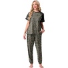 image:imagePrinStory Womens Pajama Sets Raglan Short Sleeve Pjs 2 Piece Lounge Set  Soft Pj Sets with Pockets Lightweight SleepwearCrew Neck Loungewear with Binding Elastic Ankle Cuffs Pj PantsFpgray Ld Print