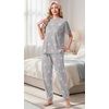 image:imagePrinStory Womens Pajama Sets Raglan Short Sleeve Pjs 2 Piece Lounge Set  Soft Pj Sets with Pockets Lightweight SleepwearCrew Neck Loungewear with Binding Elastic Ankle Cuffs Pj PantsFppink Star