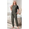 image:imagePrinStory Womens Pajama Sets Raglan Short Sleeve Pjs 2 Piece Lounge Set  Soft Pj Sets with Pockets Lightweight SleepwearCrew Neck Loungewear with Binding Elastic Ankle Cuffs Pj PantsFpgray Ld Print