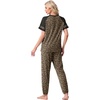image:imagePrinStory Womens Pajama Sets Raglan Short Sleeve Pjs 2 Piece Lounge Set  Soft Pj Sets with Pockets Lightweight SleepwearCrew Neck Loungewear with Binding Elastic Ankle Cuffs Pj PantsFpld Khaki