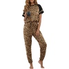 image:imagePrinStory Womens Pajama Sets Raglan Short Sleeve Pjs 2 Piece Lounge Set  Soft Pj Sets with Pockets Lightweight SleepwearCrew Neck Loungewear with Binding Elastic Ankle Cuffs Pj PantsFpapricot Ld Print