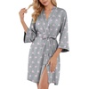 image:imagePrinStory Womens Robe Knee Length Soft Knit Bathrobe S2XL  VNeck 34 Sleeve Robes with Pockets Lightweight Breathable Bath Robe for Shower Spa Travel Home Party NursingFppink Star