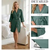 image:imagePrinStory Womens Robe Knee Length Soft Knit Bathrobe S2XL  VNeck 34 Sleeve Robes with Pockets Lightweight Breathable Bath Robe for Shower Spa Travel Home Party NursingDark Green