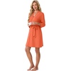 image:imagePrinStory Womens Robe Knee Length Soft Knit Bathrobe S2XL  VNeck 34 Sleeve Robes with Pockets Lightweight Breathable Bath Robe for Shower Spa Travel Home Party NursingOrange