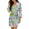 image:imagePrinStory Womens Robe Knee Length Soft Knit Bathrobe S2XL  VNeck 34 Sleeve Robes with Pockets Lightweight Breathable Bath Robe for Shower Spa Travel Home Party NursingFpblue Chrysanthemum