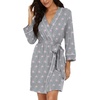 image:imagePrinStory Womens Robe Knee Length Soft Knit Bathrobe S2XL  VNeck 34 Sleeve Robes with Pockets Lightweight Breathable Bath Robe for Shower Spa Travel Home Party NursingFppink Star