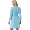 image:imagePrinStory Womens Robe Knee Length Soft Knit Bathrobe S2XL  VNeck 34 Sleeve Robes with Pockets Lightweight Breathable Bath Robe for Shower Spa Travel Home Party NursingSky Blue