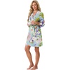 image:imagePrinStory Womens Robe Knee Length Soft Knit Bathrobe S2XL  VNeck 34 Sleeve Robes with Pockets Lightweight Breathable Bath Robe for Shower Spa Travel Home Party NursingFpblue Chrysanthemum