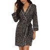 image:imagePrinStory Womens Robe Knee Length Soft Knit Bathrobe S2XL  VNeck 34 Sleeve Robes with Pockets Lightweight Breathable Bath Robe for Shower Spa Travel Home Party NursingFpgray Ld Print