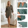 image:imagePrinStory Womens Robe Knee Length Soft Knit Bathrobe S2XL  VNeck 34 Sleeve Robes with Pockets Lightweight Breathable Bath Robe for Shower Spa Travel Home Party NursingFpld Khaki