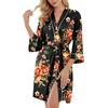 image:imagePrinStory Womens Robe Knee Length Soft Knit Bathrobe S2XL  VNeck 34 Sleeve Robes with Pockets Lightweight Breathable Bath Robe for Shower Spa Travel Home Party NursingFpred Brown Black