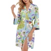 image:imagePrinStory Womens Robe Knee Length Soft Knit Bathrobe S2XL  VNeck 34 Sleeve Robes with Pockets Lightweight Breathable Bath Robe for Shower Spa Travel Home Party NursingFpblue Chrysanthemum