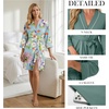 image:imagePrinStory Womens Robe Knee Length Soft Knit Bathrobe S2XL  VNeck 34 Sleeve Robes with Pockets Lightweight Breathable Bath Robe for Shower Spa Travel Home Party NursingFpblue Chrysanthemum