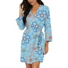 image:imagePrinStory Womens Robe Knee Length Soft Knit Bathrobe S2XL  VNeck 34 Sleeve Robes with Pockets Lightweight Breathable Bath Robe for Shower Spa Travel Home Party NursingFpblue Mandala Print