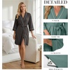 image:imagePrinStory Womens Robe Knee Length Soft Knit Bathrobe S2XL  VNeck 34 Sleeve Robes with Pockets Lightweight Breathable Bath Robe for Shower Spa Travel Home Party NursingDark Gray