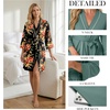 image:imagePrinStory Womens Robe Knee Length Soft Knit Bathrobe S2XL  VNeck 34 Sleeve Robes with Pockets Lightweight Breathable Bath Robe for Shower Spa Travel Home Party NursingFpred Brown Black