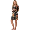 image:imagePrinStory Womens Robe Knee Length Soft Knit Bathrobe S2XL  VNeck 34 Sleeve Robes with Pockets Lightweight Breathable Bath Robe for Shower Spa Travel Home Party NursingFpred Brown Black