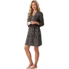 image:imagePrinStory Womens Robe Knee Length Soft Knit Bathrobe S2XL  VNeck 34 Sleeve Robes with Pockets Lightweight Breathable Bath Robe for Shower Spa Travel Home Party NursingFpgray Ld Print