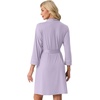 image:imagePrinStory Womens Robe Knee Length Soft Knit Bathrobe S2XL  VNeck 34 Sleeve Robes with Pockets Lightweight Breathable Bath Robe for Shower Spa Travel Home Party NursingLight Purple