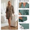 image:imagePrinStory Womens Robe Knee Length Soft Knit Bathrobe S2XL  VNeck 34 Sleeve Robes with Pockets Lightweight Breathable Bath Robe for Shower Spa Travel Home Party NursingFpapricot Ld Print