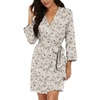 image:imagePrinStory Womens Robe Knee Length Soft Knit Bathrobe S2XL  VNeck 34 Sleeve Robes with Pockets Lightweight Breathable Bath Robe for Shower Spa Travel Home Party NursingFpapricot Periwinkle