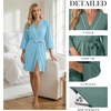 image:imagePrinStory Womens Robe Knee Length Soft Knit Bathrobe S2XL  VNeck 34 Sleeve Robes with Pockets Lightweight Breathable Bath Robe for Shower Spa Travel Home Party NursingSky Blue
