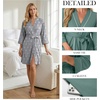 image:imagePrinStory Womens Robe Knee Length Soft Knit Bathrobe S2XL  VNeck 34 Sleeve Robes with Pockets Lightweight Breathable Bath Robe for Shower Spa Travel Home Party NursingFppink Star