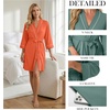 image:imagePrinStory Womens Robe Knee Length Soft Knit Bathrobe S2XL  VNeck 34 Sleeve Robes with Pockets Lightweight Breathable Bath Robe for Shower Spa Travel Home Party NursingOrange