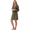 image:imagePrinStory Womens Robe Knee Length Soft Knit Bathrobe S2XL  VNeck 34 Sleeve Robes with Pockets Lightweight Breathable Bath Robe for Shower Spa Travel Home Party NursingFpld Khaki