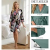 image:imagePrinStory Womens Robe Knee Length Soft Knit Bathrobe S2XL  VNeck 34 Sleeve Robes with Pockets Lightweight Breathable Bath Robe for Shower Spa Travel Home Party NursingFpbig Leaf Pink