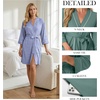image:imagePrinStory Womens Robe Knee Length Soft Knit Bathrobe S2XL  VNeck 34 Sleeve Robes with Pockets Lightweight Breathable Bath Robe for Shower Spa Travel Home Party NursingFpspot Blue