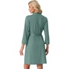 image:imagePrinStory Womens Robe Knee Length Soft Knit Bathrobe S2XL  VNeck 34 Sleeve Robes with Pockets Lightweight Breathable Bath Robe for Shower Spa Travel Home Party NursingHaze Blue