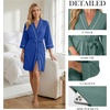image:imagePrinStory Womens Robe Knee Length Soft Knit Bathrobe S2XL  VNeck 34 Sleeve Robes with Pockets Lightweight Breathable Bath Robe for Shower Spa Travel Home Party NursingRoyal Blue
