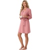image:imagePrinStory Womens Robe Knee Length Soft Knit Bathrobe S2XL  VNeck 34 Sleeve Robes with Pockets Lightweight Breathable Bath Robe for Shower Spa Travel Home Party NursingPink