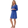 image:imagePrinStory Womens Robe Knee Length Soft Knit Bathrobe S2XL  VNeck 34 Sleeve Robes with Pockets Lightweight Breathable Bath Robe for Shower Spa Travel Home Party NursingRoyal Blue