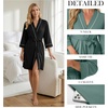 image:imagePrinStory Womens Robe Knee Length Soft Knit Bathrobe S2XL  VNeck 34 Sleeve Robes with Pockets Lightweight Breathable Bath Robe for Shower Spa Travel Home Party NursingBlack