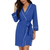 image:imagePrinStory Womens Robe Knee Length Soft Knit Bathrobe S2XL  VNeck 34 Sleeve Robes with Pockets Lightweight Breathable Bath Robe for Shower Spa Travel Home Party NursingRoyal Blue