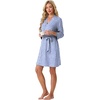 image:imagePrinStory Womens Robe Knee Length Soft Knit Bathrobe S2XL  VNeck 34 Sleeve Robes with Pockets Lightweight Breathable Bath Robe for Shower Spa Travel Home Party NursingFpspot Blue