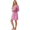 image:imagePrinStory Womens Robe Knee Length Soft Knit Bathrobe S2XL  VNeck 34 Sleeve Robes with Pockets Lightweight Breathable Bath Robe for Shower Spa Travel Home Party NursingPurple Red