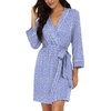 image:imagePrinStory Womens Robe Knee Length Soft Knit Bathrobe S2XL  VNeck 34 Sleeve Robes with Pockets Lightweight Breathable Bath Robe for Shower Spa Travel Home Party NursingFpspot Blue