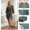 image:imagePrinStory Womens Robe Knee Length Soft Knit Bathrobe S2XL  VNeck 34 Sleeve Robes with Pockets Lightweight Breathable Bath Robe for Shower Spa Travel Home Party NursingFpgray Ld Print