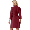 image:imagePrinStory Womens Robe Knee Length Soft Knit Bathrobe S2XL  VNeck 34 Sleeve Robes with Pockets Lightweight Breathable Bath Robe for Shower Spa Travel Home Party NursingWine Red