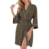 image:imagePrinStory Womens Robe Knee Length Soft Knit Bathrobe S2XL  VNeck 34 Sleeve Robes with Pockets Lightweight Breathable Bath Robe for Shower Spa Travel Home Party NursingFpld Khaki